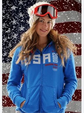 Vintage Nike USA 2010 Olympics Blue Zip Up Hoodie 100% Cotton